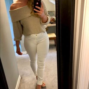 America Eagle skinny white stretch jeggings